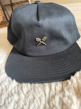 Black Dark Seas Men's Cap with Gold Spear Pin